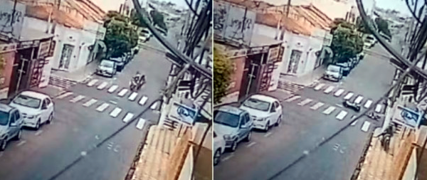 Jovem é arremessado e bate contra parede após batida entre duas motos em Porto Feliz